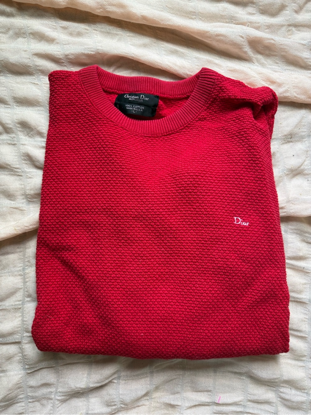 Dior Red Textured Crewneck Sweater